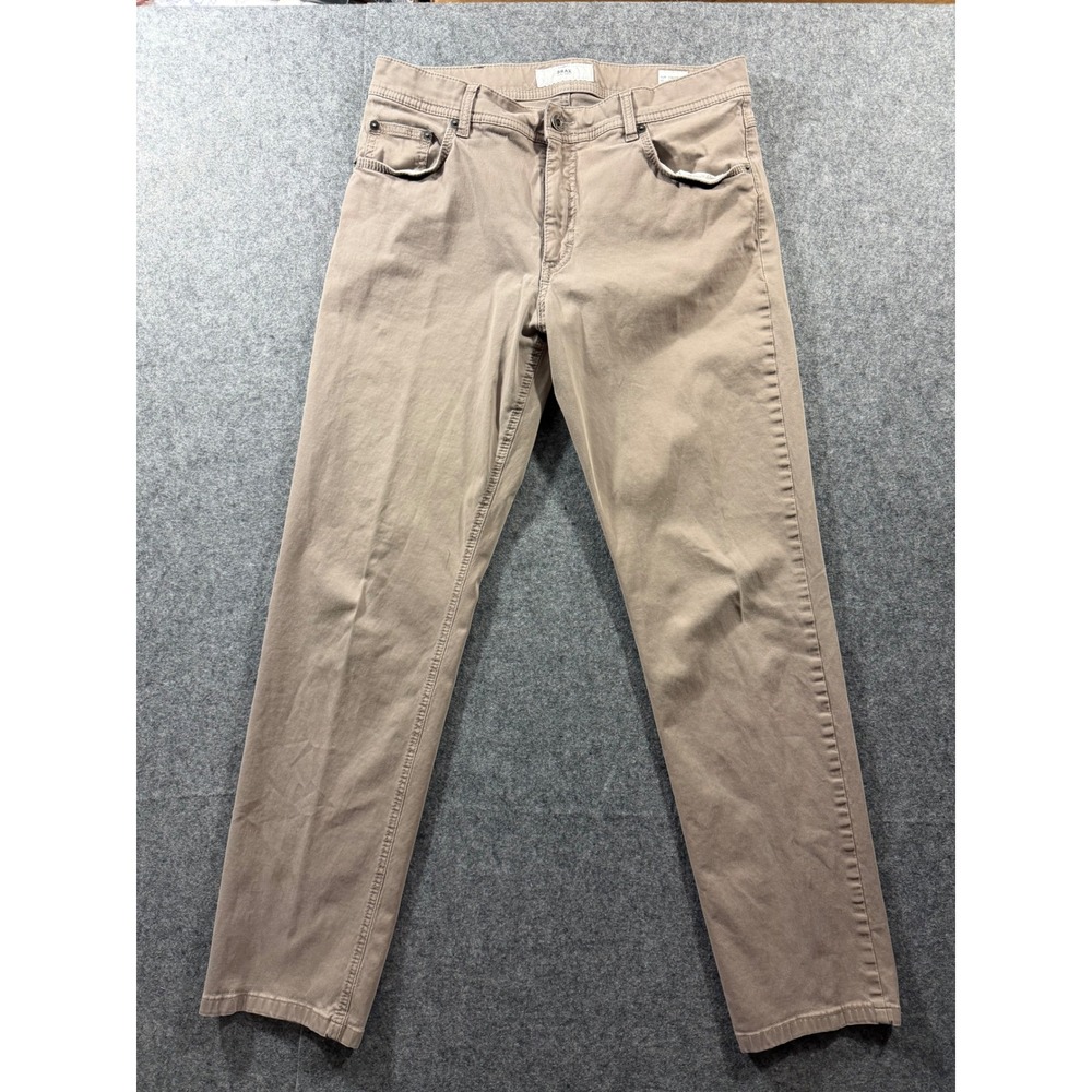Brax Feel Good Cooper Fancy Regular Fit Tan Khaki Pants Mens 30/30 83-1507/58